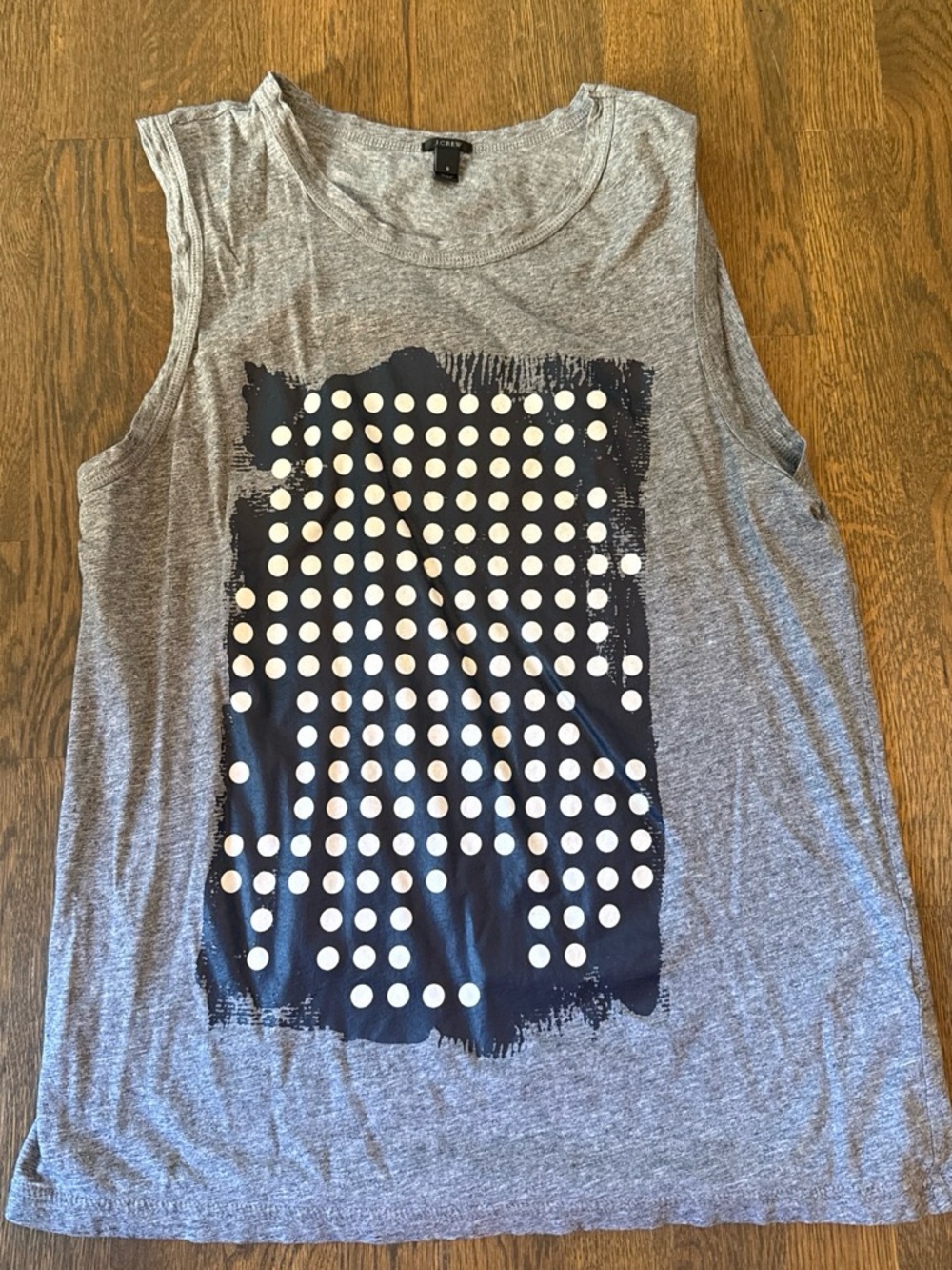 Jcrew Gray Sleeveless Graphic Tank Top with Dot Print
